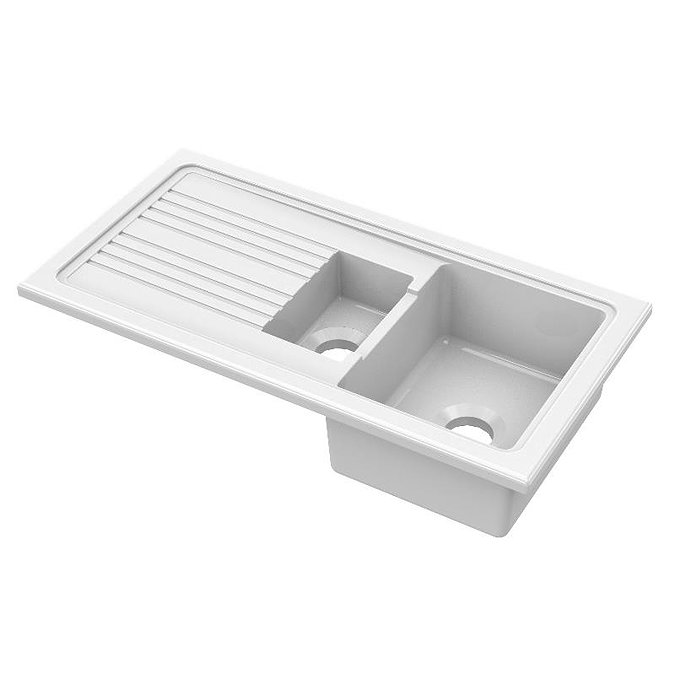 Reginox White Ceramic 1.5 Bowl Kitchen Sink