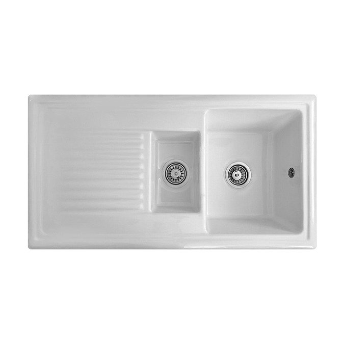 Reginox White Ceramic 1.5 Bowl Kitchen Sink