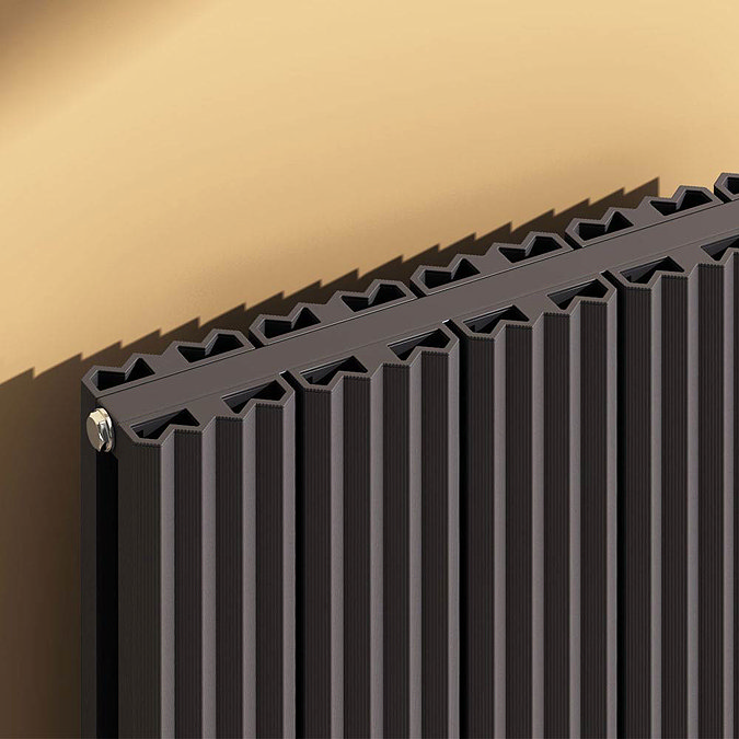 Reina Andes Vertical Double Panel Aluminium Radiator - Anthracite  Profile Large Image