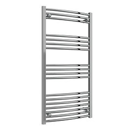 Reina Capo H1200 x W600mm Chrome Curved Electric Towel Rail - ON/OFF Element