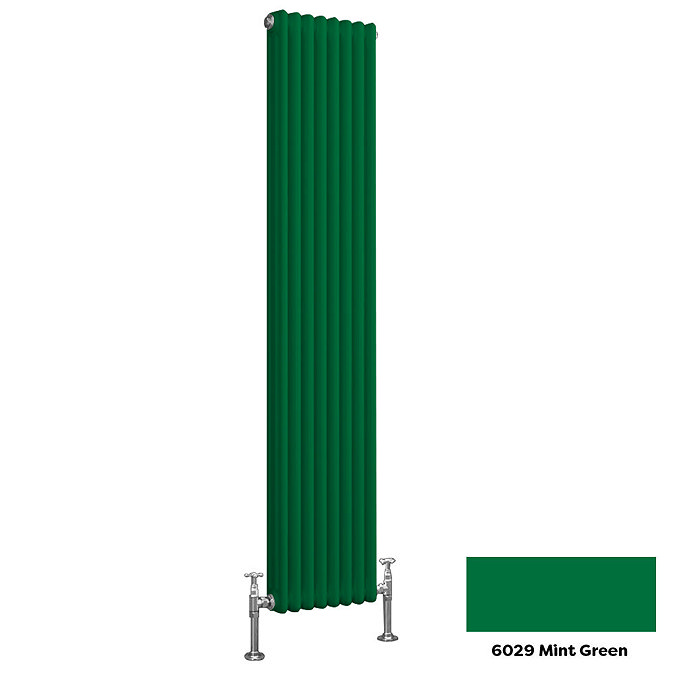 Reina Colona 2 Column Vertical Radiator - 1500 x 200mm - Mint Green Large Image