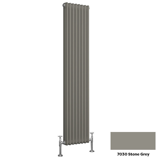 Reina Colona 2 Column Vertical Radiator - 1500 x 200mm - Stone Grey Large Image