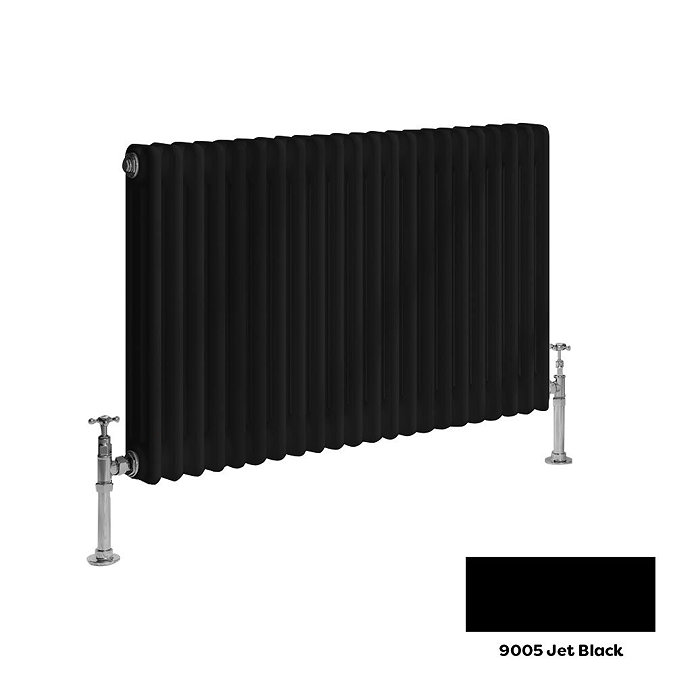 Reina Colona 3 Column Horizontal Radiator - 500 x 605mm - Jet Black Large Image