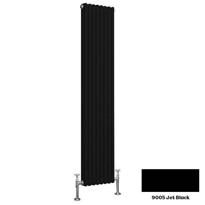 Reina Colona 3 Column Vertical Radiator - 1500 x 200mm - Jet Black Large Image