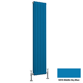 Reina Colona 3 Column Vertical Radiator - 1500 x 200mm - Middle Sky Blue Large Image
