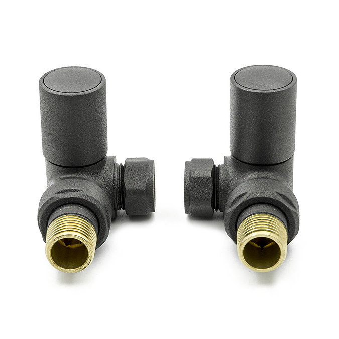 Reina Crova Corner Radiator Valves - Anthracite Large Image