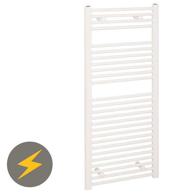 Reina Diva H800 x W300mm White Flat Electric Towel Rail Large Image