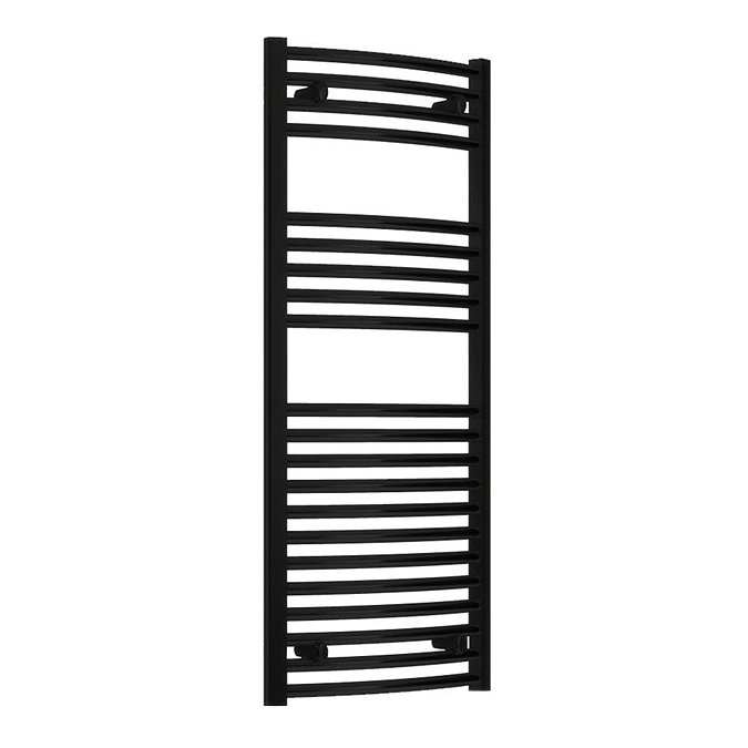 Reina Diva H1200 x W600mm Black Curved Electric Towel Rail Large Image