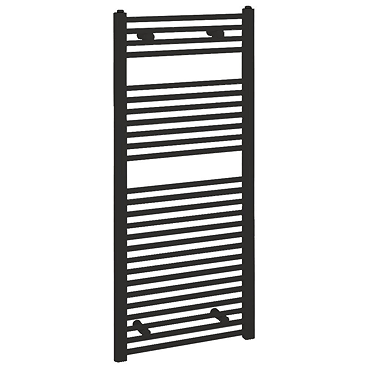 Reina Diva H800 x W500mm Black Flat Electric Towel Rail Profile Large Image