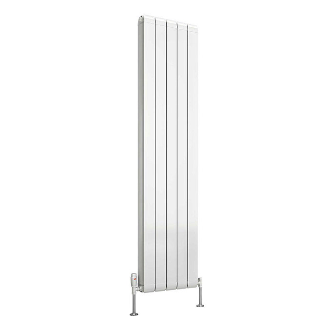 Reina Evie Vertical Aluminium Radiator - White Profile Large Image