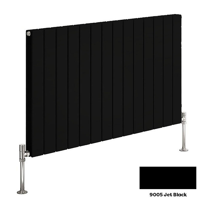 Reina Flat Horizontal Double Panel Designer Radiator - 600 x 440mm - Jet Black Large Image