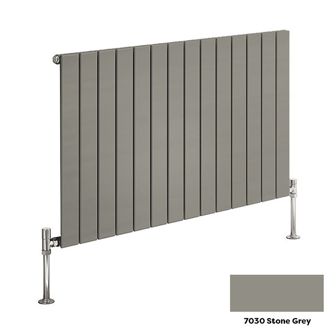 Reina Flat Horizontal Single Panel Designer Radiator - 600 x 440mm - Stone Grey Large Image