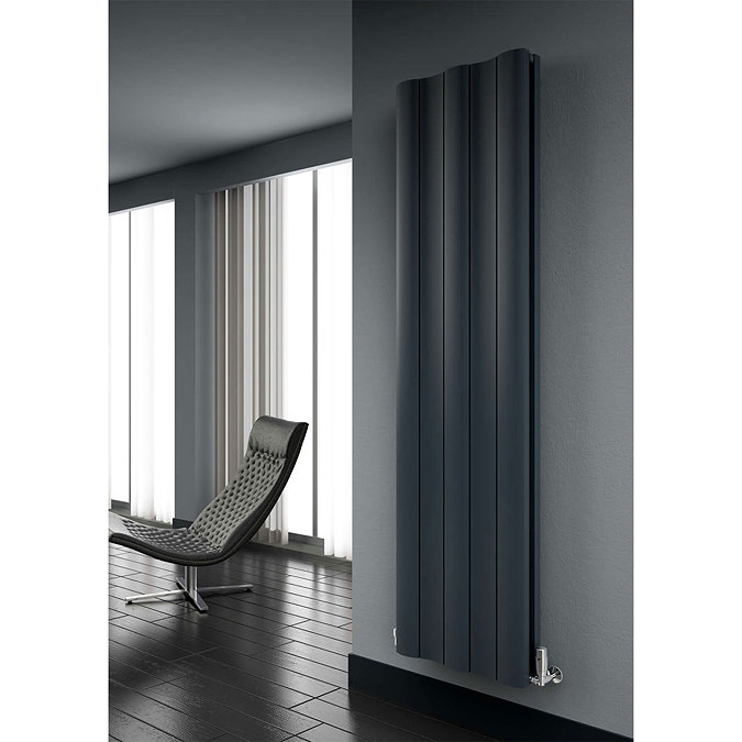 Reina Gio Vertical Single Panel Aluminium Radiator - Anthracite Profile Large Image