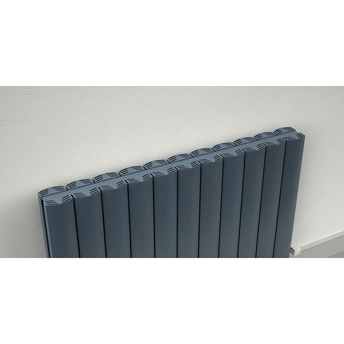 Reina Greco Horizontal Double Panel Aluminium Radiator - Polished Feature Large Image