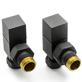 Reina Loge Angled Radiator Valves - Anthracite Large Image