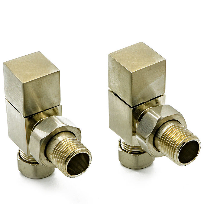 Reina Loge Angled Radiator Valves - Brushed Chrome Large Image