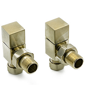 Reina Loge Angled Radiator Valves - Brushed Chrome Large Image