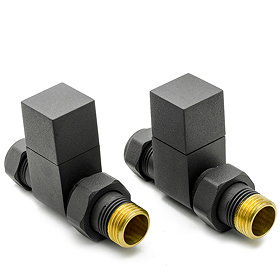 Reina Loge Straight Radiator Valves - Anthracite Large Image