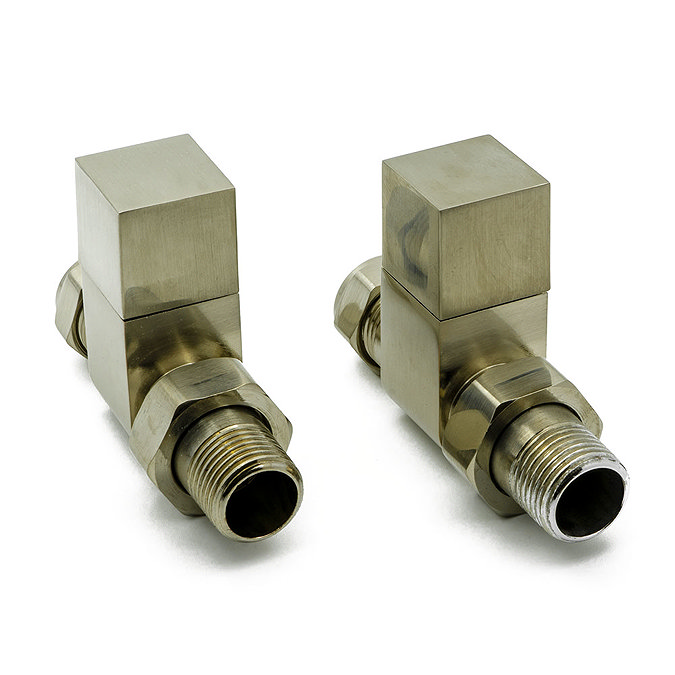 Reina Loge Straight Radiator Valves - Brushed Chrome Large Image