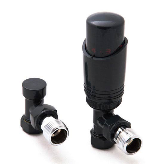 Reina Modal TRV Angled Radiator Valves with Lockshield - Anthracite Large Image