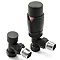 Reina Modal TRV Angled Radiator Valves with Lockshield - Black Large Image