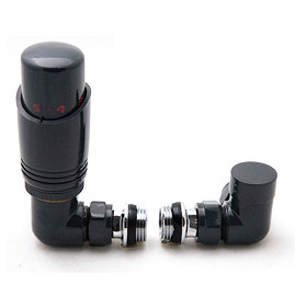 Reina Modal TRV Corner Radiator Valves with Lockshield - Anthracite Large Image