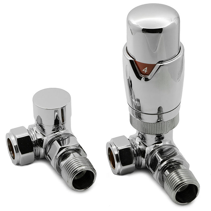 Reina Modal TRV Corner Radiator Valves with Lockshield - Chrome Large Image