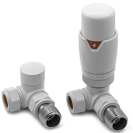 Reina Modal TRV Corner Radiator Valves with Lockshield - White Large Image