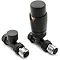 Reina Modal TRV Straight Radiator Valves with Lockshield - Black Large Image