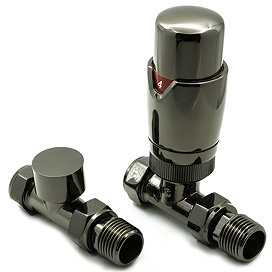 Reina Modal TRV Straight Radiator Valves with Lockshield - Oiled Bronze Large Image