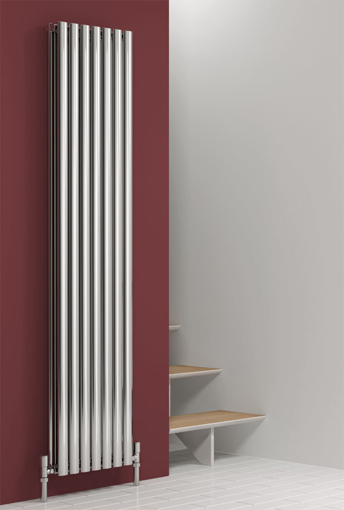 Reina Nerox Vertical Double Panel Stainless Steel Radiator - Polished Large Image