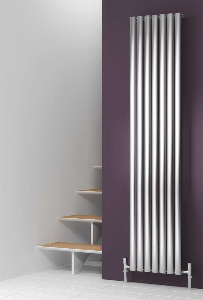 Reina Nerox Vertical Single Panel Stainless Steel Radiator - Satin Large Image