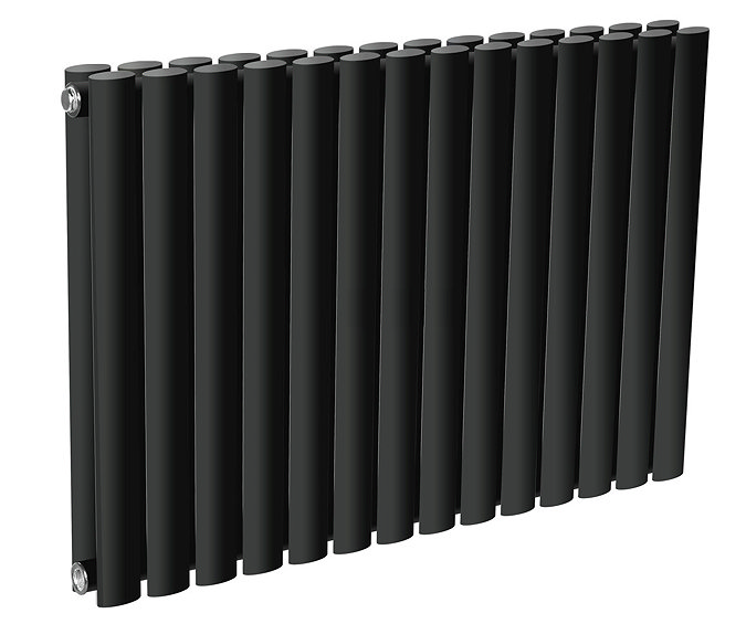 Reina Neva Horizontal Double Panel Designer Radiator - Black Feature Large Image