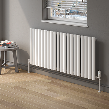 Reina Neva Horizontal Single Panel Designer Radiator - White Profile Large Image