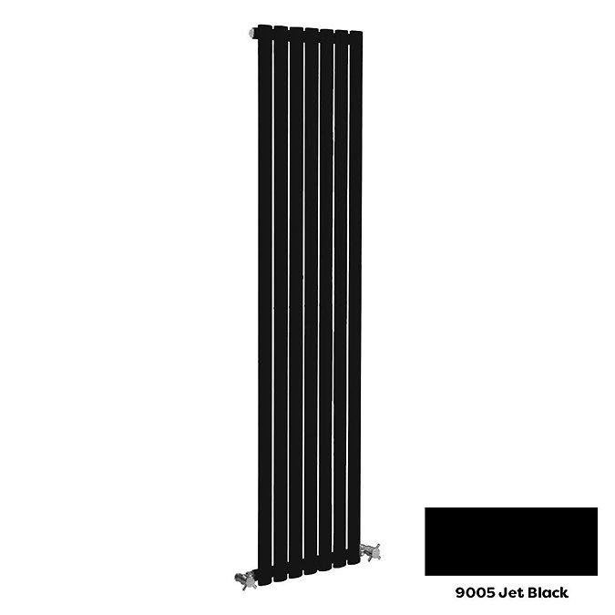 Reina Neva Vertical Single Panel Designer Radiator - 1500 x 236mm - Jet Black Large Image