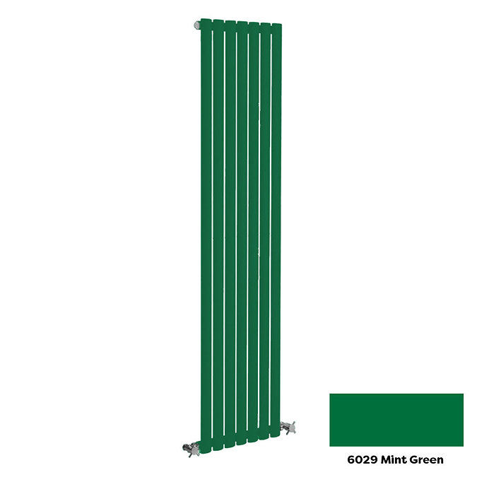 Reina Neva Vertical Single Panel Designer Radiator - 1500 x 236mm - Mint Green Large Image