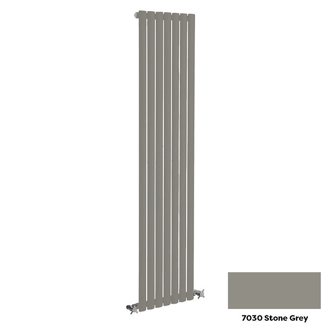 Reina Neva Vertical Single Panel Designer Radiator - 1800 x 236mm - Stone Grey Large Image