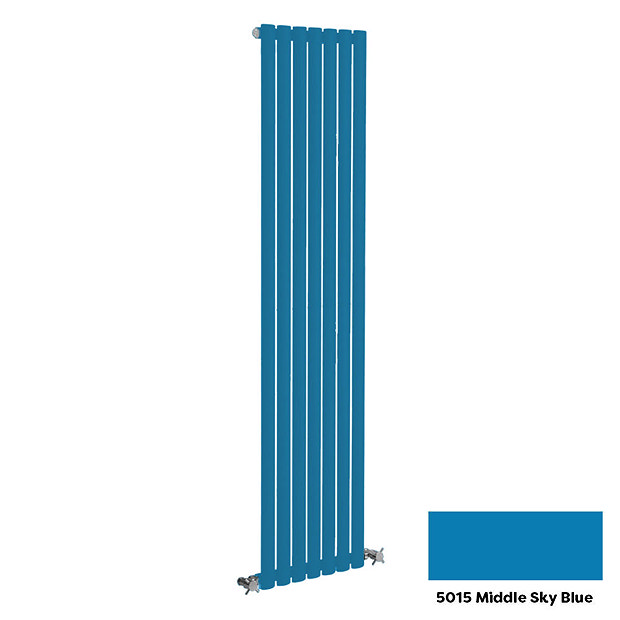 Reina Neva Vertical Single Panel Designer Radiator - 1800 x 354mm - Middle  Sky Blue