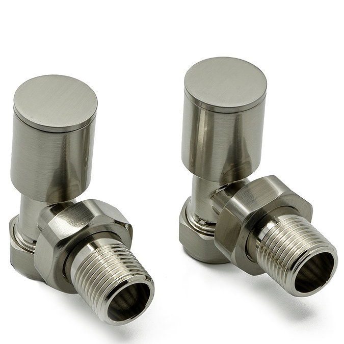 Reina Portland Angled Radiator Valves - Brushed Chrome Large Image