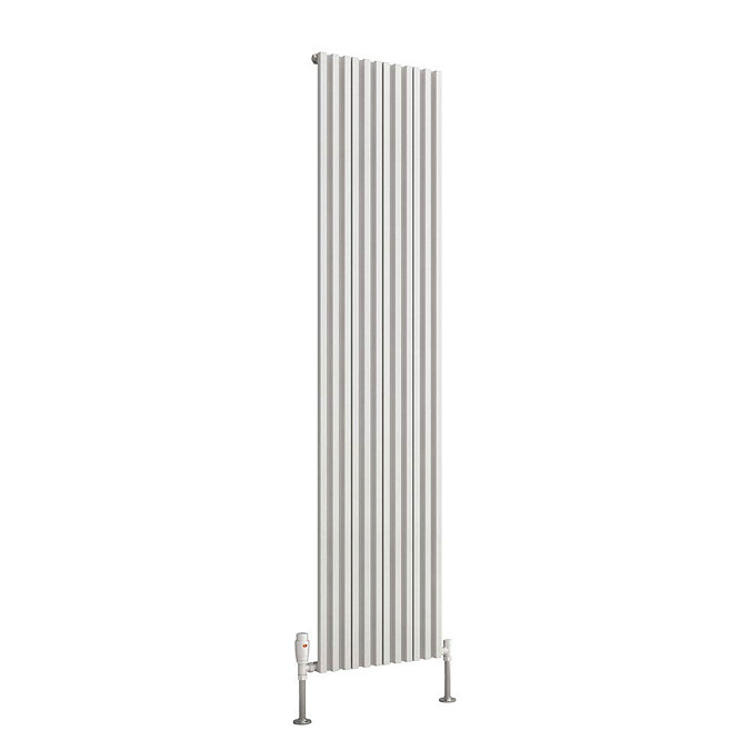 Reina Quadral Vertical Double Panel Aluminium Radiator - White  Profile Large Image