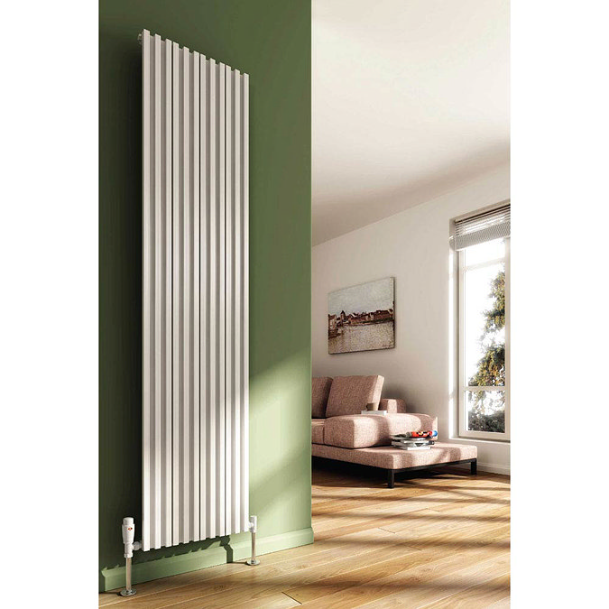 Reina Quadral Vertical Double Panel Aluminium Radiator - White