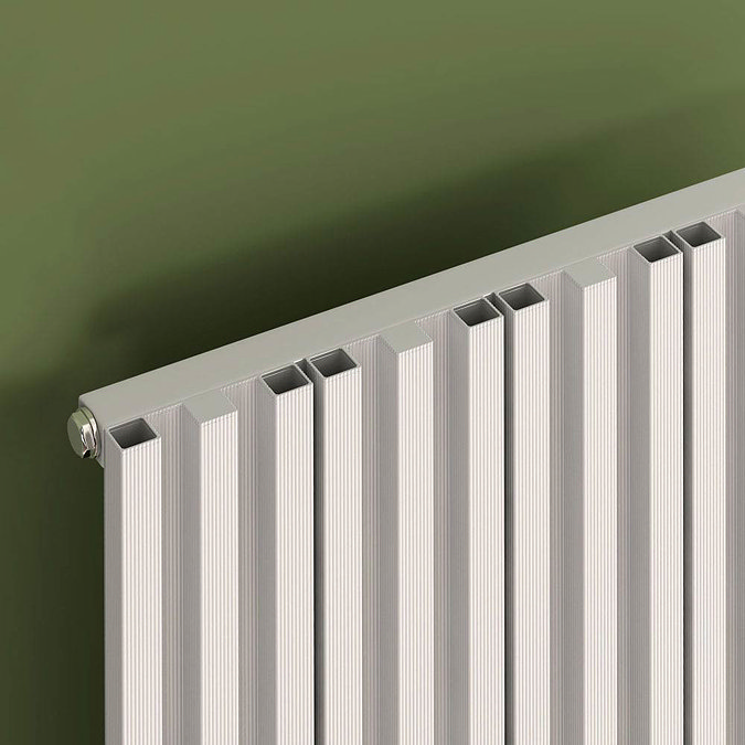 Reina Quadral Vertical Single Panel Aluminium Radiator - White  Profile Large Image