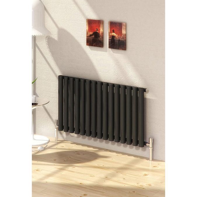 Reina Sena Horizontal Steel Designer Radiator - Black Profile Large Image