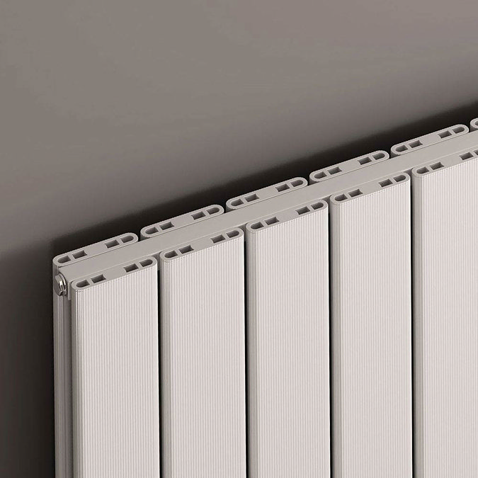 Reina Stadia Horizontal Double Panel Aluminium Radiator - White  Profile Large Image
