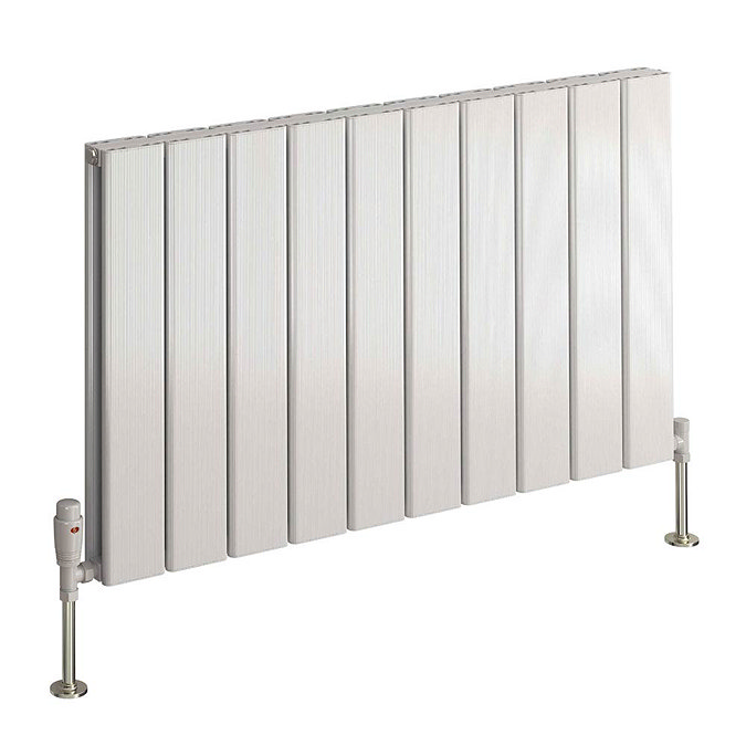 Reina Stadia Horizontal Double Panel Aluminium Radiator - White Feature Large Image