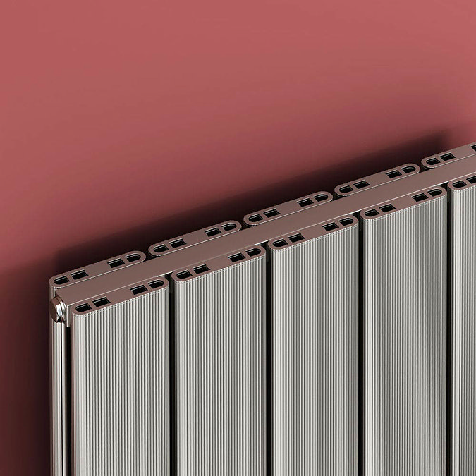 Reina Stadia Vertical Double Panel Aluminium Radiator - Polished  Profile Large Image