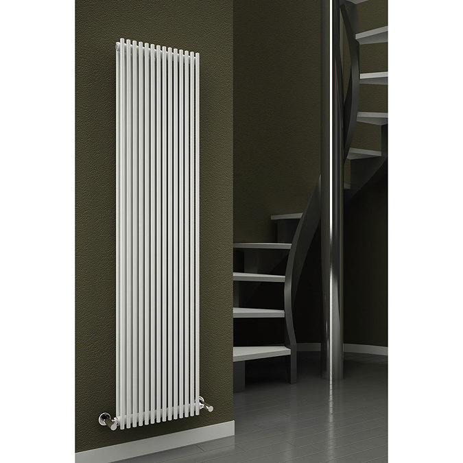 Reina Tubes Double Panel Steel Designer Radiator - 1800 x 350mm - Black Profile Large Image