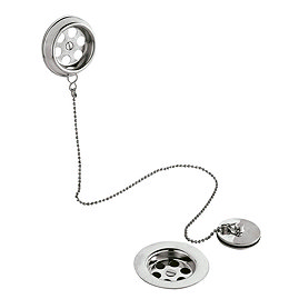 Hudson Reed Retainer Bath Waste with Brass Plug & Ball Chain - Chrome - E347 Large Image