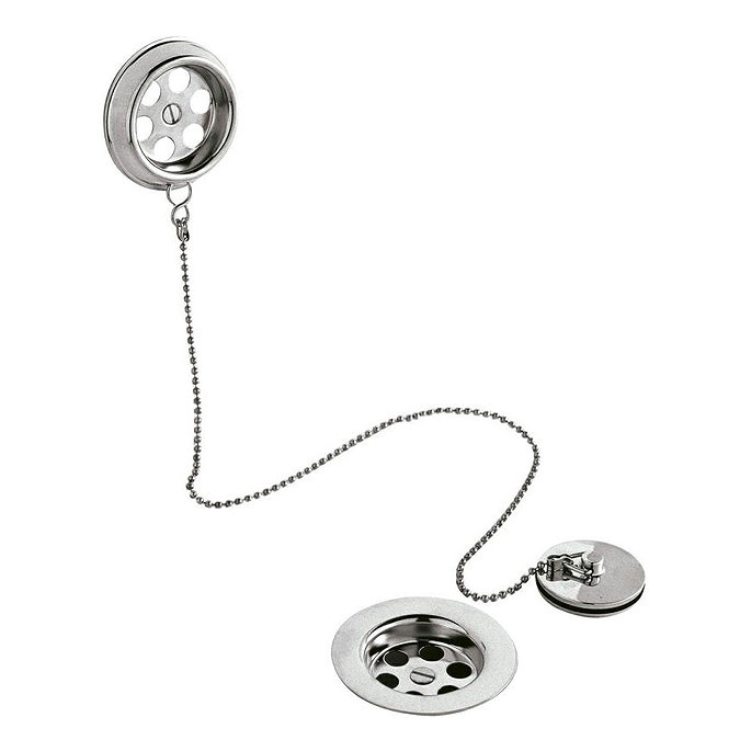 Hudson Reed Retainer Bath Waste with Brass Plug & Ball Chain - Chrome - E347 Large Image