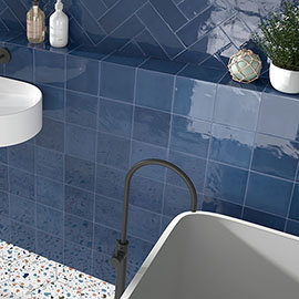 Retford Blue Gloss Wall Tiles - 150 x 150mm Medium Image